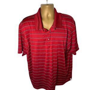 PGA Tour Striped Short Sleeve Polo Red Combo XXL